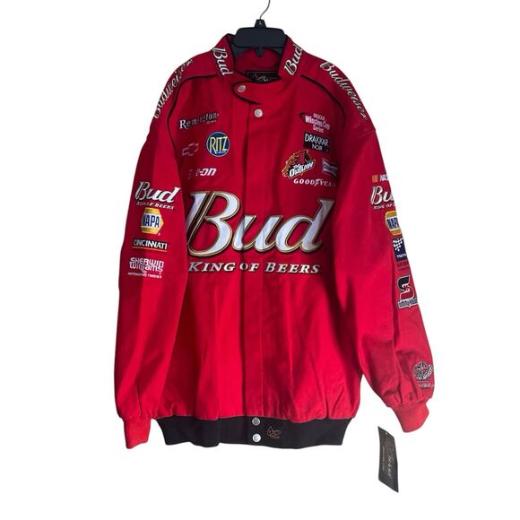VTG NASCAR Chase Authentics Dale Earnhardt Jr Bud King Of Beers Jacket XL NWT - Picture 1 of 9